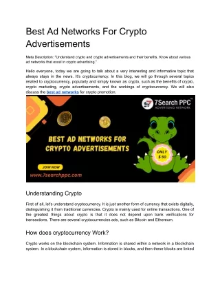 Best Ad Networks For Crypto Advertisements