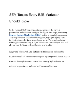 SEM Tactics Every B2B Marketer Should Know