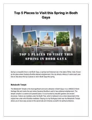 Top 5 Destinations in Bodh Gaya to See This Spring