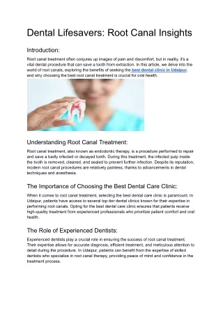 Dental Lifesavers_ Root Canal Insights