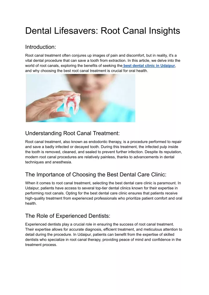 dental lifesavers root canal insights