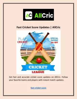 Fast Cricket Score Updates | AllCric