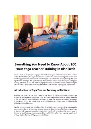 Everything You Need to Know About 200 Hour Yoga Teacher Training in Rishikesh