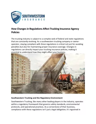 How Changes in Regulations Affect Trucking Insurance Agency Policies
