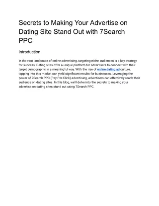 Secrets to Making Your Advertise on Dating Site Stand Out with 7Search PPC