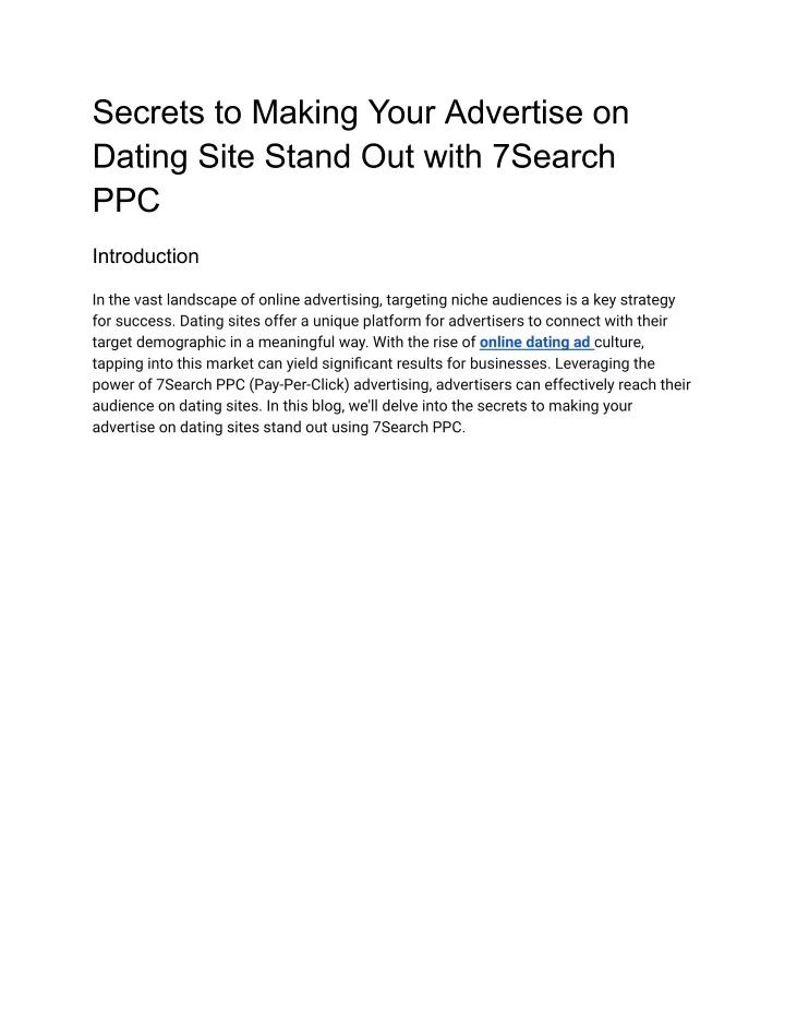 secrets to making your advertise on dating site