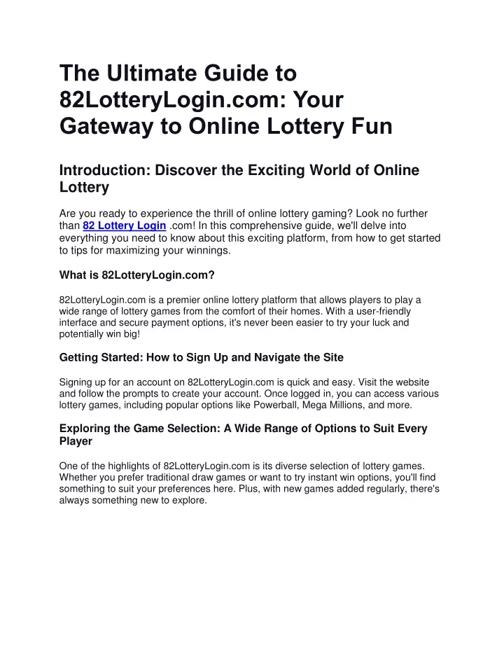 the ultimate guide to 82lotterylogin com your