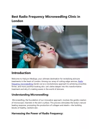 Best Radio Frequency Microneedling Clinic in London