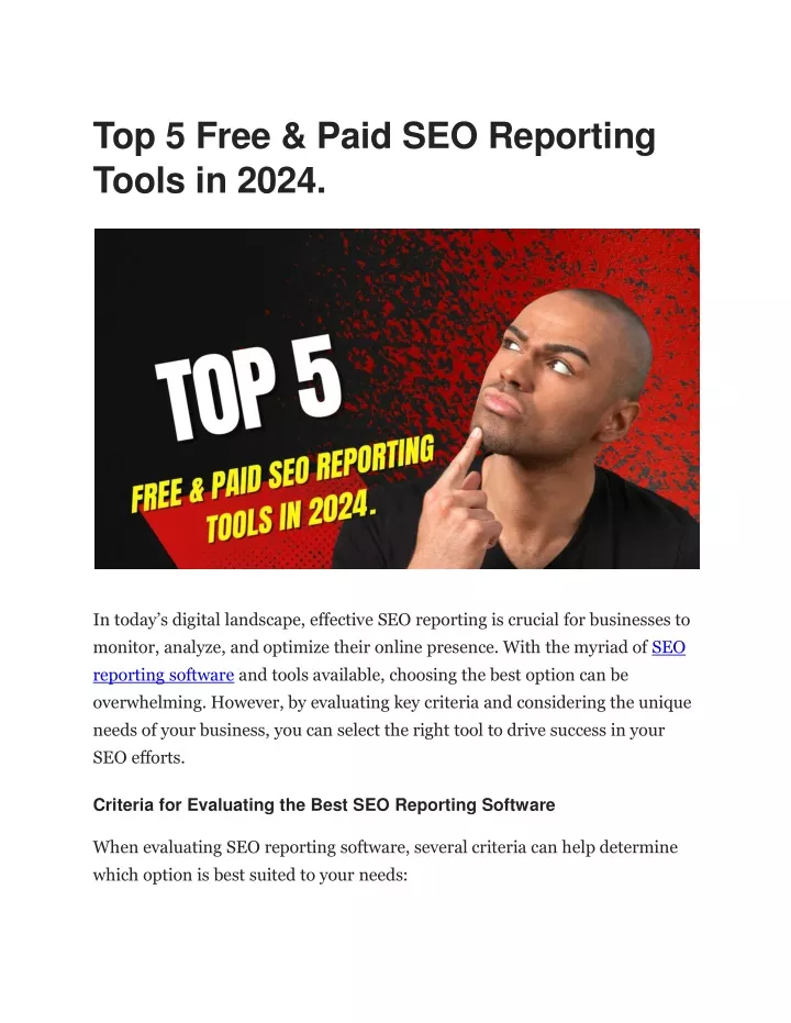 top 5 free paid seo reporting tools in 2024