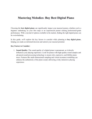 Mastering Melodies_ Buy Best Digital Piano
