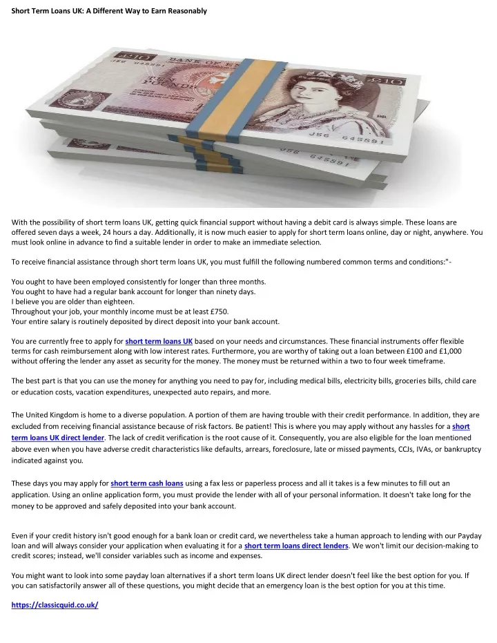 short term loans uk a different way to earn