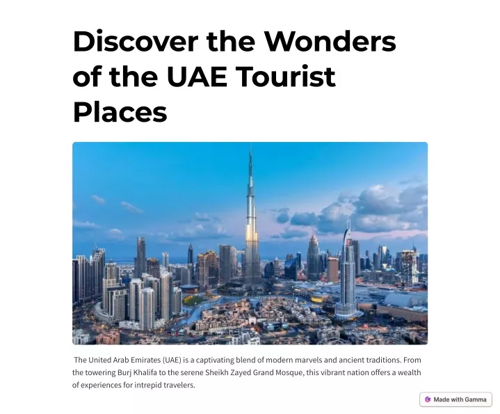 discover the wonders of the uae tourist places