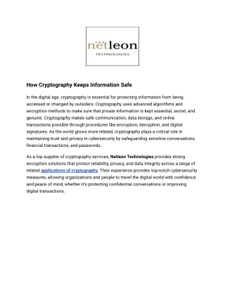 How Cryptography Keeps Information Safe