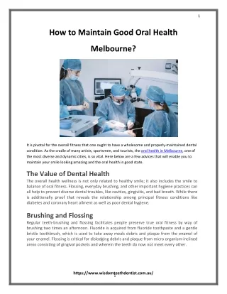 How to Maintain Good Oral Health in Melbourne