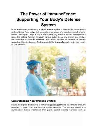 The Power of ImmuneFence Supporting Your Body's Defense System