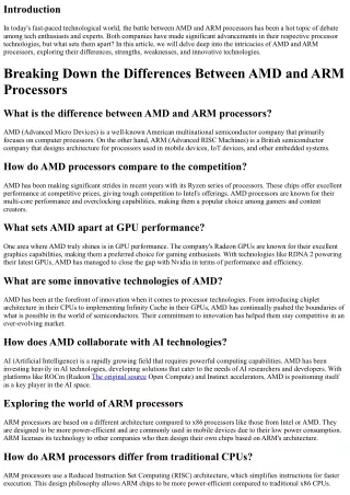 Breaking Down the Differences Between AMD and ARM Processors