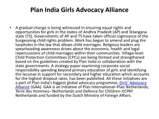 Plan India Girls Advocacy Alliance