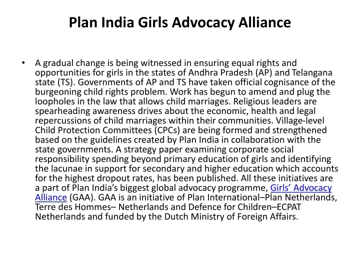 plan india girls advocacy alliance