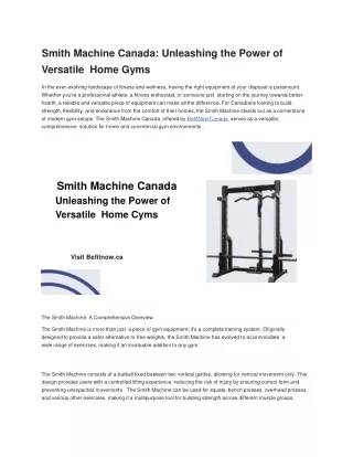 smith machine canada unleashing the power