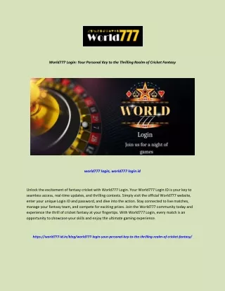 5World777 Login: Your Personal Key to the Thrilling Realm of Cricket Fantasy