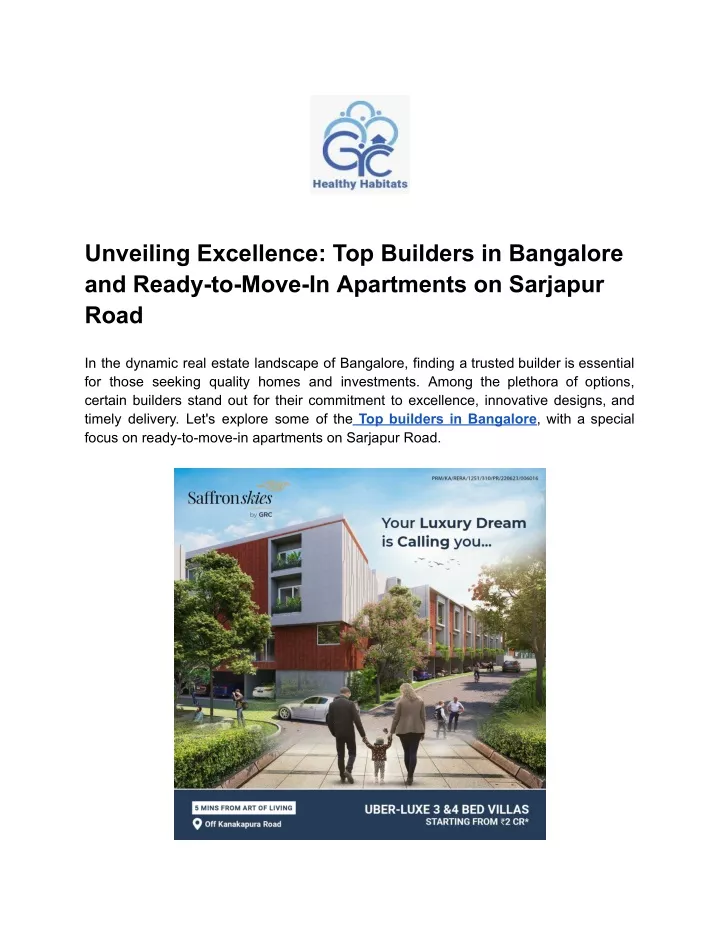 unveiling excellence top builders in bangalore