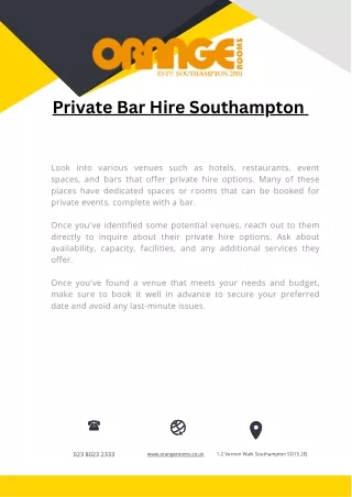 Private Bar Hire Southampton