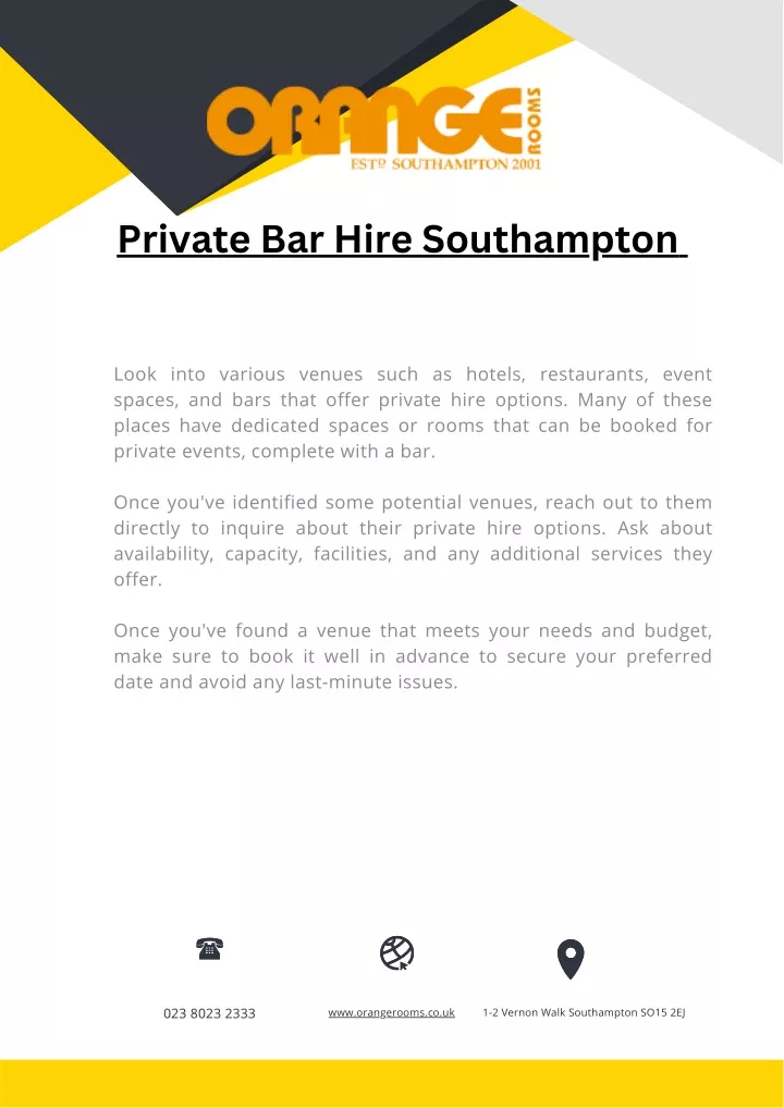 private bar hire southampton