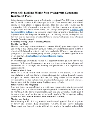 Protected: Building Wealth Step By Step With Systematic Investment Plans