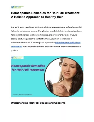 Homeopathic Remedies for Hair Fall Treatment_ A Holistic Approach to Healthy Hair