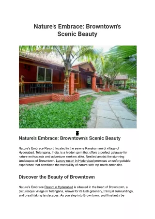 Nature resorts in hyderabad | Browntown Resort