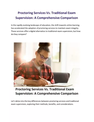 Proctoring Services Vs. Traditional Exam Supervision: A Comprehensive Comparison