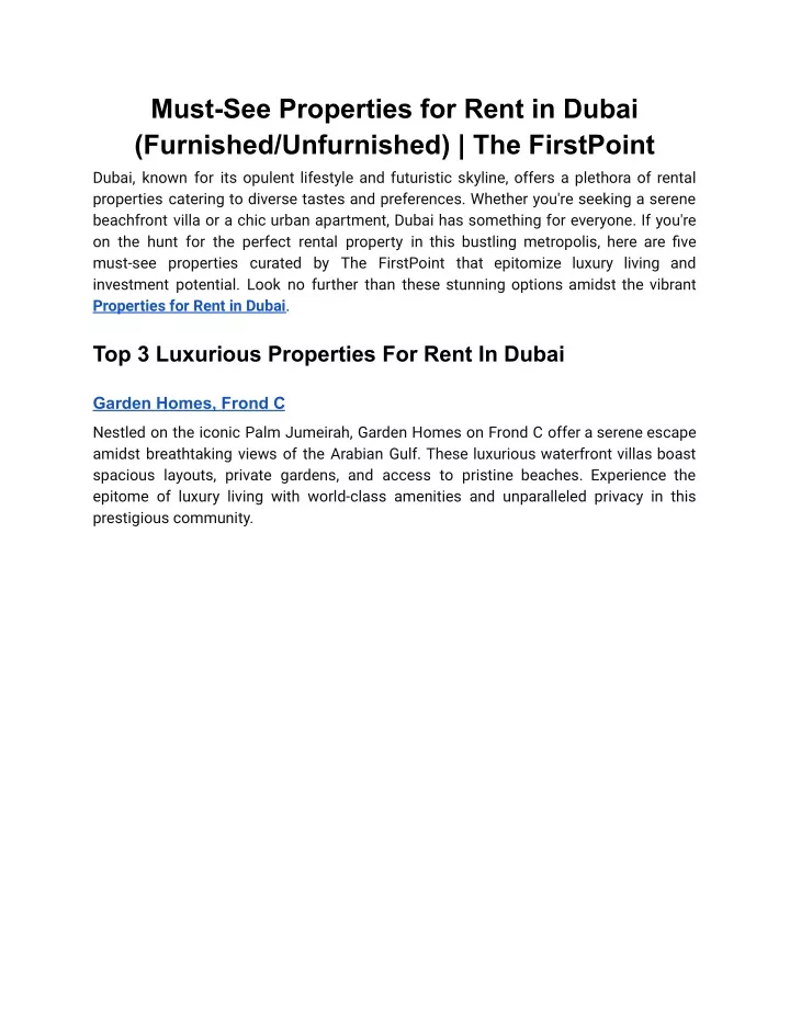 must see properties for rent in dubai furnished