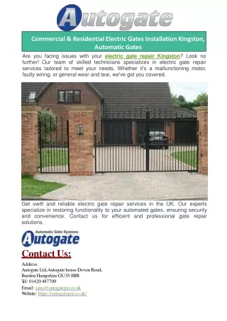 Commercial & Residential Electric Gates Installation Kingston, Automatic Gates