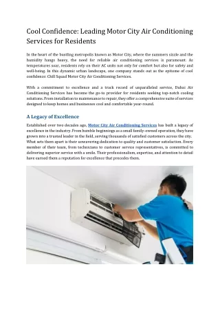 Cool Confidence_ Leading Motor City Air Conditioning Services for Residents
