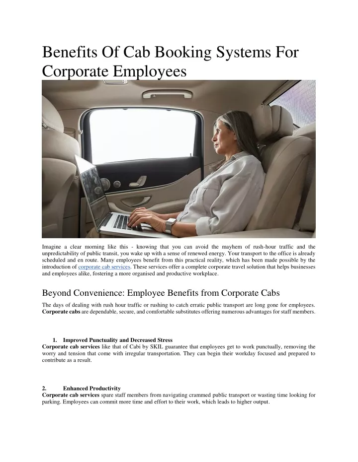 benefits of cab booking systems for corporate