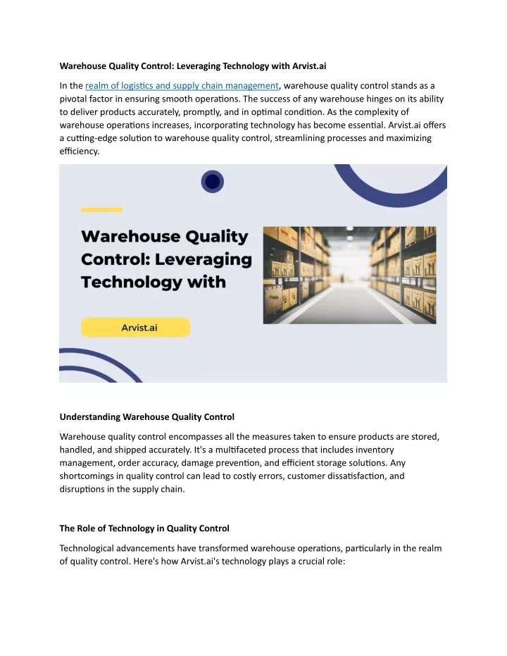 warehouse quality control leveraging technology