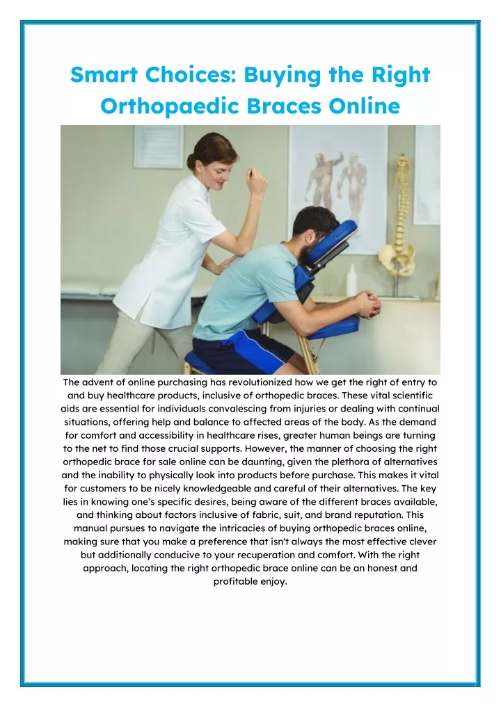 smart choices buying the right orthopaedic braces