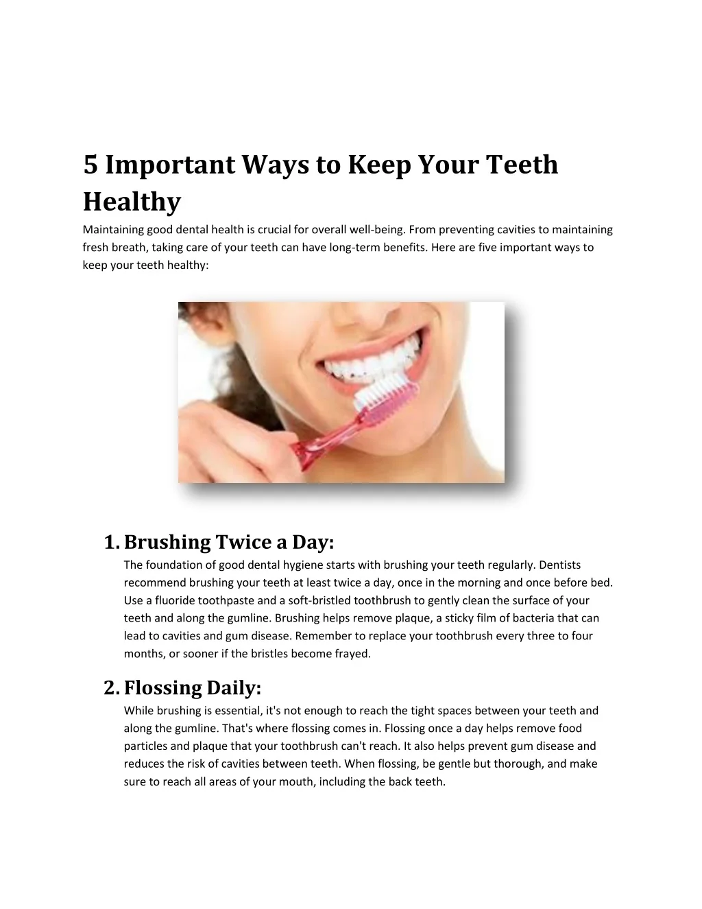 PPT - 5 Important Ways to Keep Your Teeth Healthy PowerPoint ...