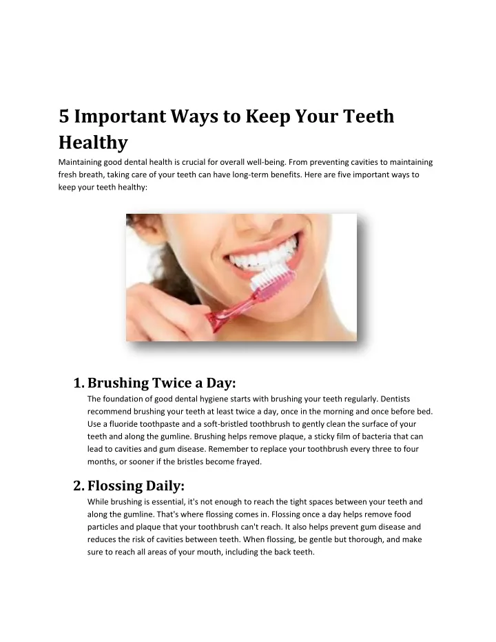 5 important ways to keep your teeth healthy