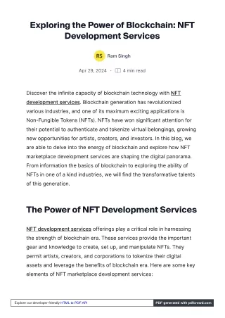 exploring the power of blockchain nft development