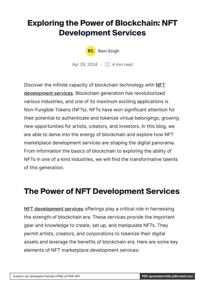 exploring the power of blockchain nft development