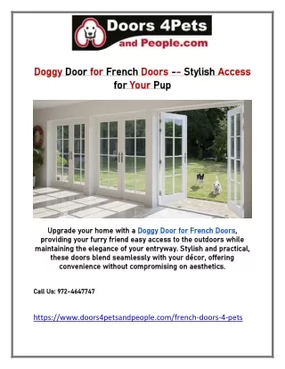 Doggy Door for French Doors - Stylish Access for Your Pup