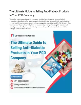 The Ultimate Guide to Selling Anti Diabetic Products in Your PCD Company