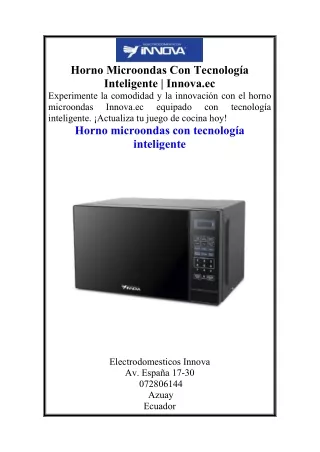 Horno Microondas Con Tecnología Inteligente  Innova.ec