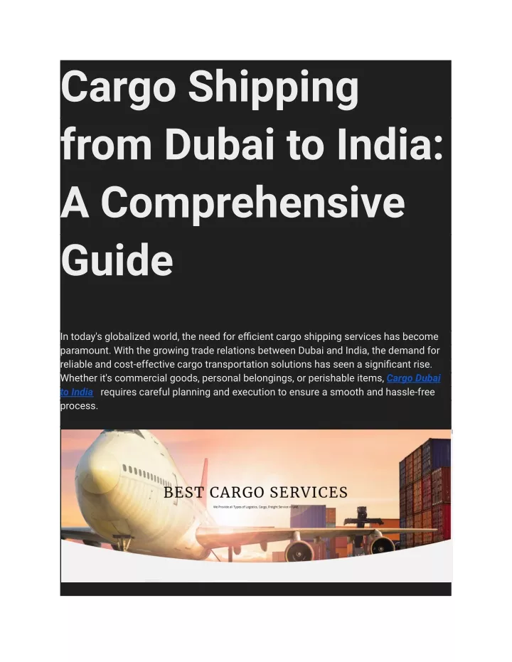 cargo shipping from dubai to india
