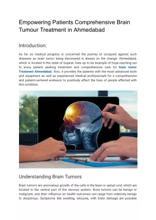 Empowering Patients Comprehensive Brain Tumour Treatment in Ahmedabad