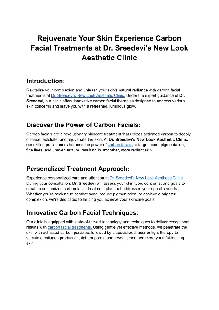 rejuvenate your skin experience carbon facial