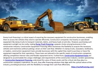 Construction Equipment loans Truck Leasing Toronto