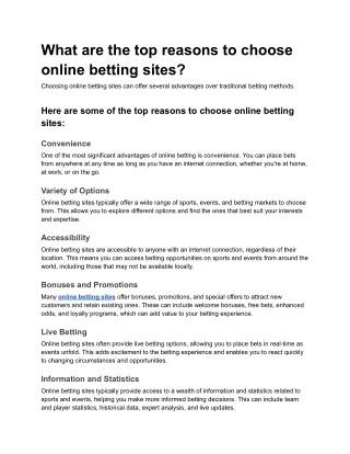 What are the top reasons to choose online betting sites?