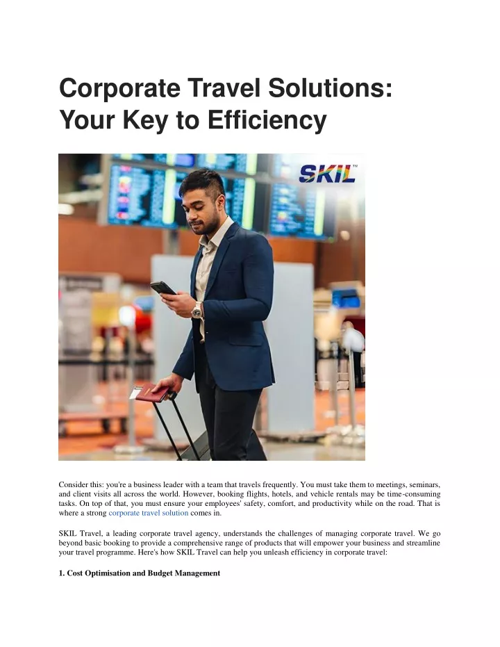 corporate travel solutions your key to efficiency